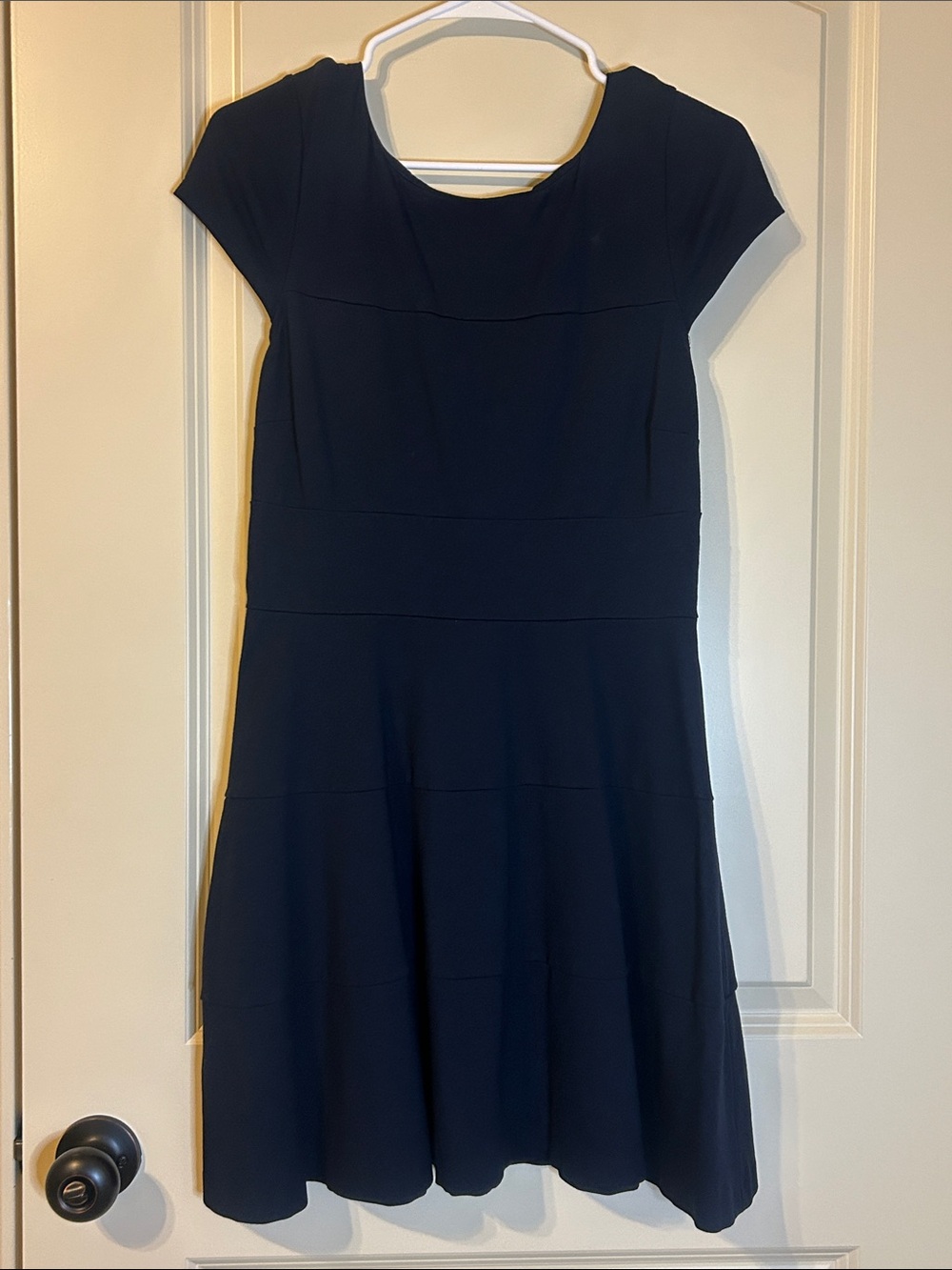 Banana Republic Navy Short-Sleeve Fit & Flare Mini Dress